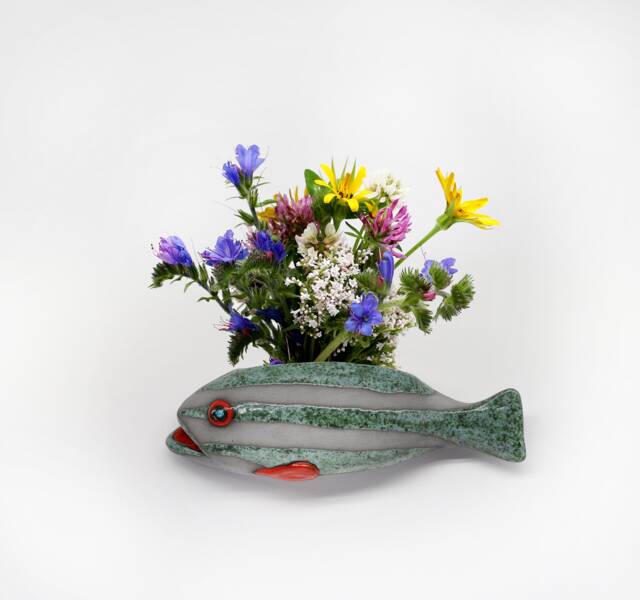Handmade Ceramic Fish Wall Vase Textured Glaze Home Decor - Made To Order - image 1