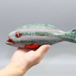 Handmade Ceramic Fish Wall Vase Textured Glaze Home Decor - Made To Order - thumbnail 2