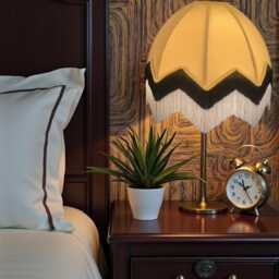 Handmade Art Deco Gold Lampshade Black & Cream Fringe, Braid, Bespoke British Made - thumbnail 3