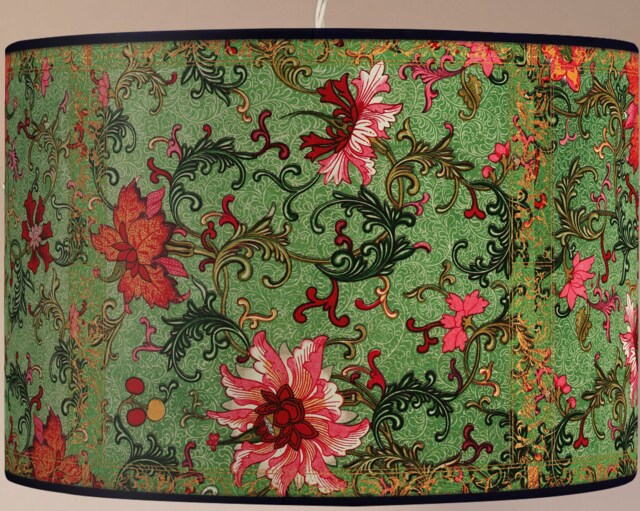 Lampshade Floor Lamp, Retro Vintage Artisanal Flowers - image 1