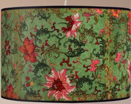 Lampshade Floor Lamp, Retro Vintage Artisanal Flowers - thumbnail 1