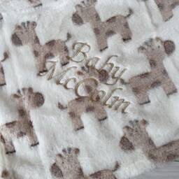 Personalised Giraffe Baby Gift, Embroidered Blanket, Girl, Boy Gender Neutral, Safari Themed Nursery, Shower - thumbnail 3