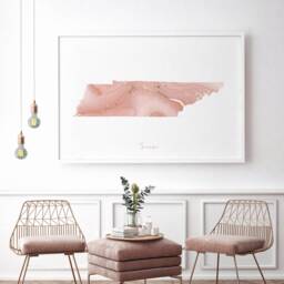 Tennessee Map Pink & Gold Wall Art Print - Usa Us State United States Of America - thumbnail 3