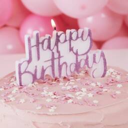 Happy Birthday Candles, 1st Party, Girls, Pink Glitter, Party Decorations, Cake Topper, Baby, Candle, She, Gift - thumbnail 1