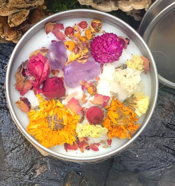 Anxiety Relaxation Destress Chakra Candle Quartz Wicca Magik Amethyst Crystal - image 1