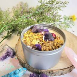 Anxiety Relaxation Destress Chakra Candle Quartz Wicca Magik Amethyst Crystal - thumbnail 3