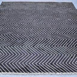 Large Black & White Rug, White Black Kilim Rug, 10 X 13 Area Living Room Rug Dhurrie, Made To Order Rug - thumbnail 2