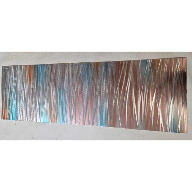 Modern, Abstract, Contemporary Metal Wall Art, Sculpture, 3D Effect, By R Toomer Art. Titled Entice. Copper, Teal, Orange & Silver - image 1
