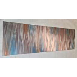 Modern, Abstract, Contemporary Metal Wall Art, Sculpture, 3D Effect, By R Toomer Art. Titled Entice. Copper, Teal, Orange & Silver - thumbnail 2