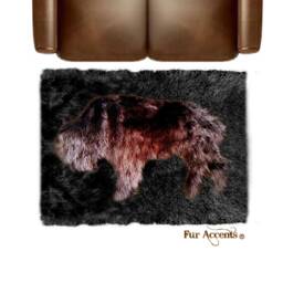 Buffalo Art Rug - Plush Faux Fur, Western Decor - Hand Sewn - thumbnail 1