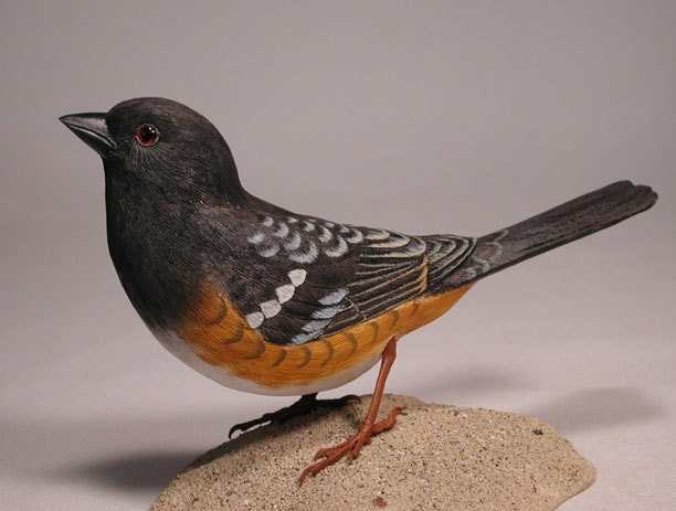 Eastern Towhee #1 Wooden Carved Bird Carving