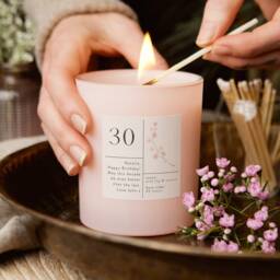 Personalised 30Th Birthday Candle Gift Pink Floral, Natural Wax - thumbnail 1