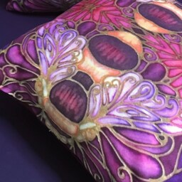 Bee Cushion in Pink Plum & Gold - Cute Honey Settee Throw Pillow -Bumble Decorative Statement Sofa - thumbnail 2