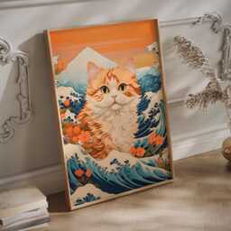 Hokusai Cat Print. Japanese Wall Art Decor - thumbnail 3