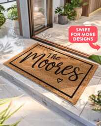 Custom Doormat For Couples - Cute Coir Mat Front Door Decor Porch Personalized Newlywed Gift Romantic Rug - thumbnail 1