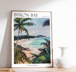 Byron Bay Australia Travel Poster Coastal Beach Print - thumbnail 1