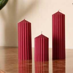Extra Large Textured Ribbed Pillar Candle - Elegant Home Decor Classic Homedecor Handmade Candle Christmas Gift - thumbnail 2