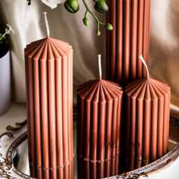 Extra Large Textured Ribbed Pillar Candle - Elegant Home Decor Classic Homedecor Handmade Candle Christmas Gift - thumbnail 3