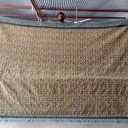 Floral Block Print Cotton Runner Rug Vintage Style, 4x12 Feet - thumbnail 2