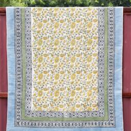 Floral Block Print Cotton Runner Rug Vintage Style, 4x12 Feet - thumbnail 3