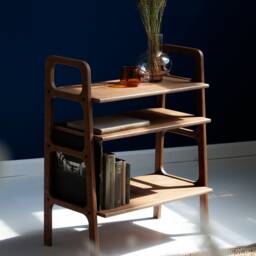 Minimalist Bookcase, Mid Century Modern Home Office, Walnut Scandinavian Bookcase - thumbnail 2