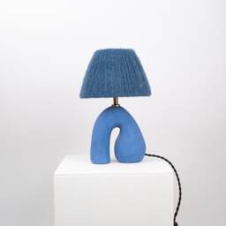 Handmade Blue Ceramic Table Lamp Modern Designer Lighting - thumbnail 2