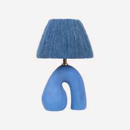Handmade Blue Ceramic Table Lamp Modern Designer Lighting - thumbnail 1
