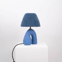 Handmade Blue Ceramic Table Lamp Modern Designer Lighting - thumbnail 3