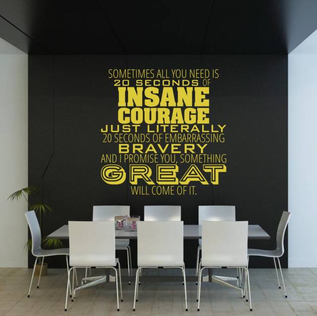 Insane Courage Wall Decal Quote - Vinyl Word Art Custom Home Decor - image 1