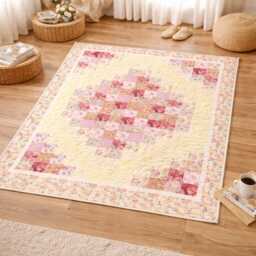 "Rose Petal Path Quilt Pattern - Floral Patchwork Throw - 58"" X 74" - thumbnail 1