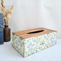 William Morris Bluebells Tissue Cover Box, Luxury Pine, Floral Wildflowers Design, Hand Decorated - thumbnail 2