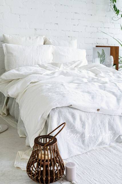 Linen Duvet Cover & 2 Pillowcases Set - Bedding Stonewashed With Pillow Shams Farmhouse Bed Linens Gift Idea - image 1
