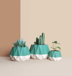 3D Printed Cactus, Succulent Planters, Interior Plant Pots, Mid Century Eco-Friendly Gift Idea For Home, Large Planter Pot - thumbnail 1