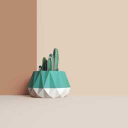3D Printed Cactus, Succulent Planters, Interior Plant Pots, Mid Century Eco-Friendly Gift Idea For Home, Large Planter Pot - thumbnail 3