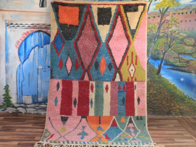 Colorful Moroccan Rug, Custom Fabulous Boujad Abstract Multicolored Carpet, Handmade Bohemian Rug - image 1