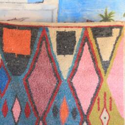 Colorful Moroccan Rug, Custom Fabulous Boujad Abstract Multicolored Carpet, Handmade Bohemian Rug - thumbnail 2