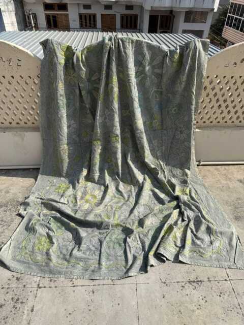 Hand-Embroidered Cotton Suzani Quilt, Detailed Floral Stitching, Artisan-Made Decorative Bedspread For Bedroom Or Sofa - image 1