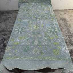 Hand-Embroidered Cotton Suzani Quilt, Detailed Floral Stitching, Artisan-Made Decorative Bedspread For Bedroom Or Sofa - thumbnail 2