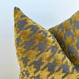 Mustard Houndstooth Pillow Cover, Modern Yellow Grey Cushion - Duties Paid Usa - thumbnail 3