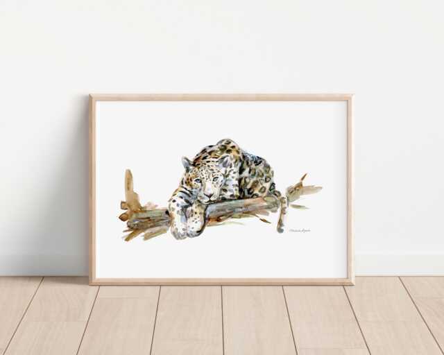 Jaguar Watercolor Print, Big Cat Wall Art - image 1
