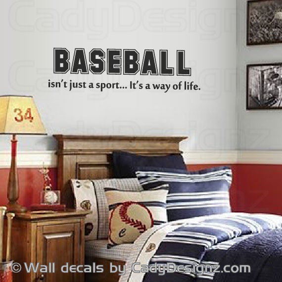 Baseball Vinyl Wall Decal - Sports Room Decor, Quote - 32x9 - image 1