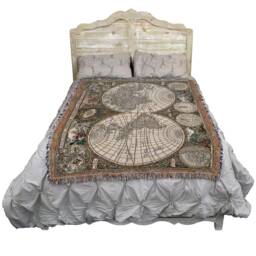 Old World Antique Map Woven Tapestry Throw Blanket, Large Soft Comforting, Artistic Textured Design 100% Cotton Made in Usa 72x54 - thumbnail 3