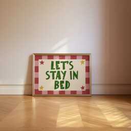Let's Stay in Bed Print - Mid Century Wall Art, Cool Retro Typography Poster, Modern Bedroom Decor, Playful Trendy Guest Room Colourful - thumbnail 1