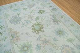 Cream Oushak Rug, 9x12 Hand-Knotted Wool Floral Vine Design Ar_3726 - thumbnail 1