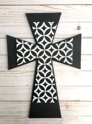 Wooden Wall Cross - Religious Hanging Decor Christian Gift From Baptism Wedding - thumbnail 1