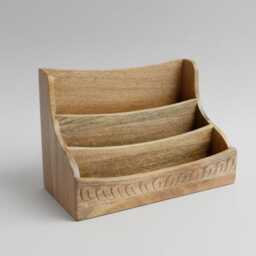 Solid Mango Wood Letter Rack/Desk Tidy, Ideal To Hold Stationary, Letters, Pens Etc - thumbnail 1