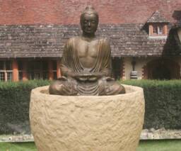 Granary Tub With Serene Buddha Solar Pump Water Feature Fountain - thumbnail 1