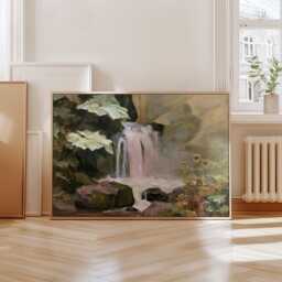 Forest Waterfall Poster, Green Landscape Print, Nature Wall Art, Paper - thumbnail 4