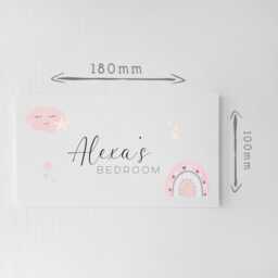Bedroom Door Sign Personalised Pastel Rainbow Girls Decor, Foam Board Wall Hanging - 180x100mm, Indoor Use - thumbnail 4