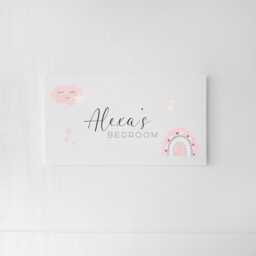 Bedroom Door Sign Personalised Pastel Rainbow Girls Decor, Foam Board Wall Hanging - 180x100mm, Indoor Use - thumbnail 2